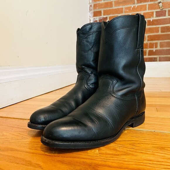 Vintage Frye Boots Western Cowboy Black Leather Roper Size 12 M US Mens - Picture 6 of 16